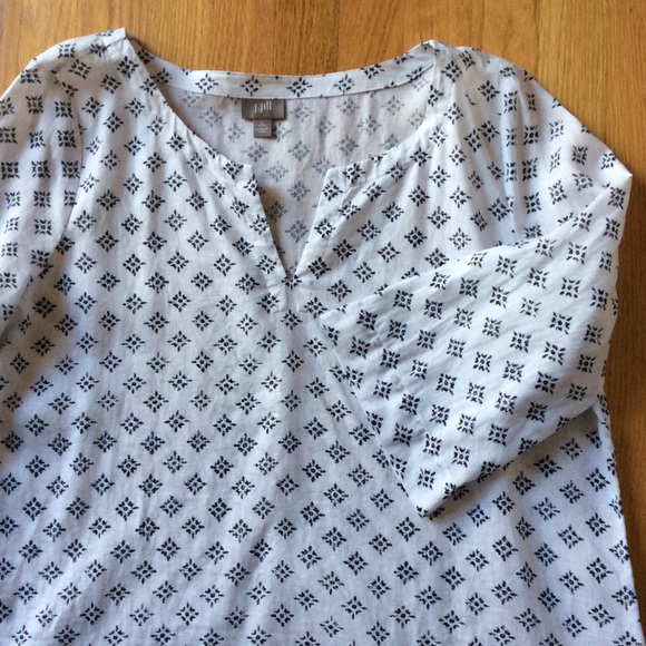 J. Jill Tops - J.Jill linen tunic ⭐️ woodblock print ⭐️ black & white geometric ⭐️ LP